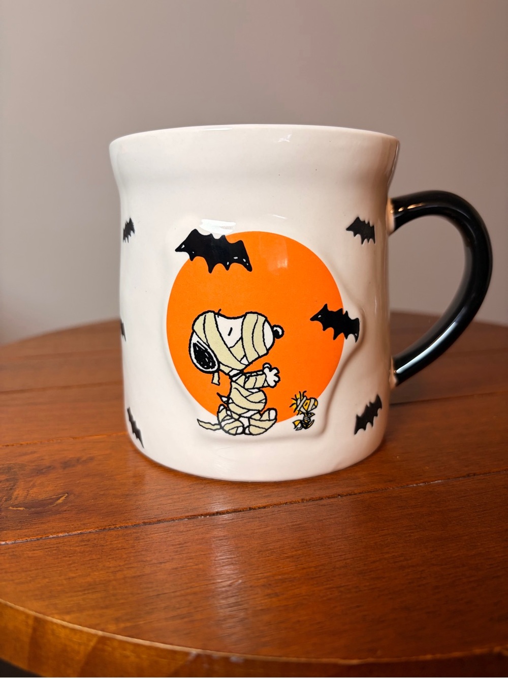 Peanuts x Rae Dunn Snoopy Mummy Happy Halloween Mug Bats 2024